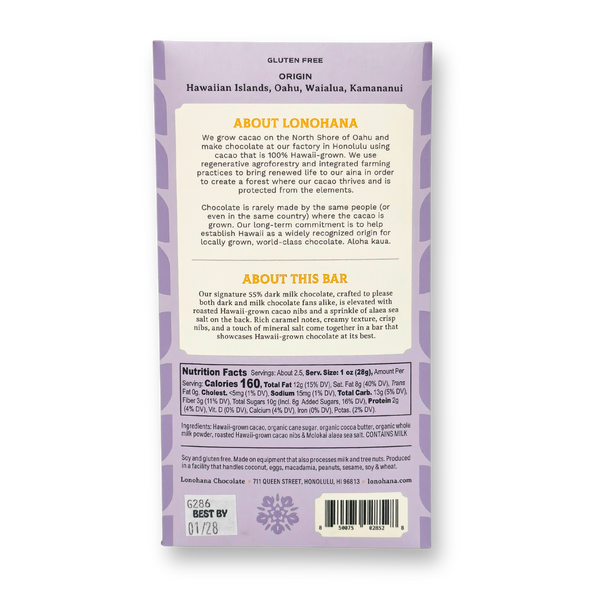 Hawaiian Milk Chocolate with Nibs and Sea Salt